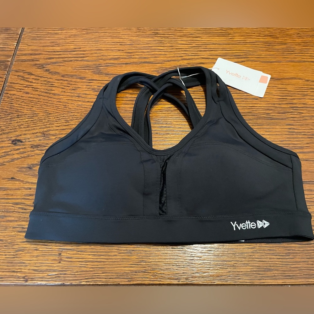 Yvette Black Strappy Performance Sports Bra